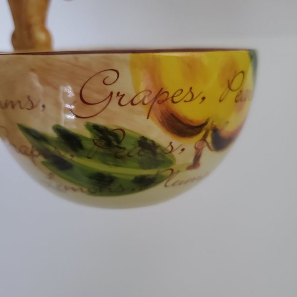 MAYFAIR & JACKSON 3 bowl divided server handle Rustic Painted Words Fruit - Picture 7 of 9